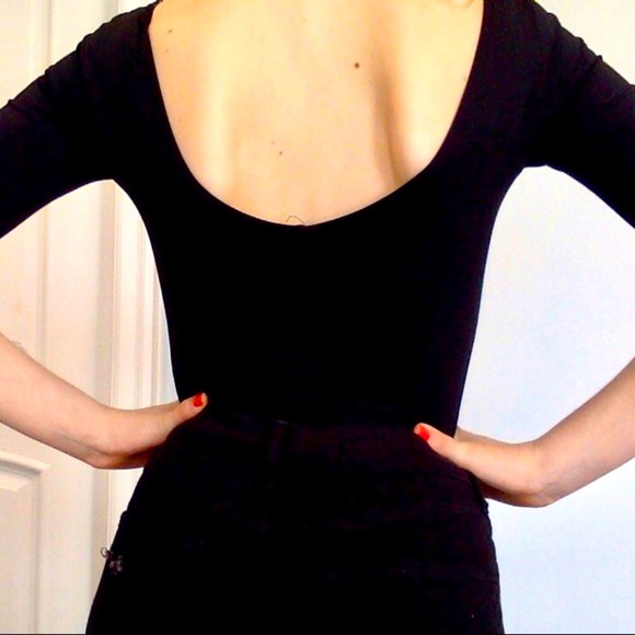 PINK TARTAN Quarter sleeve black body suit - Picture 4 of 10